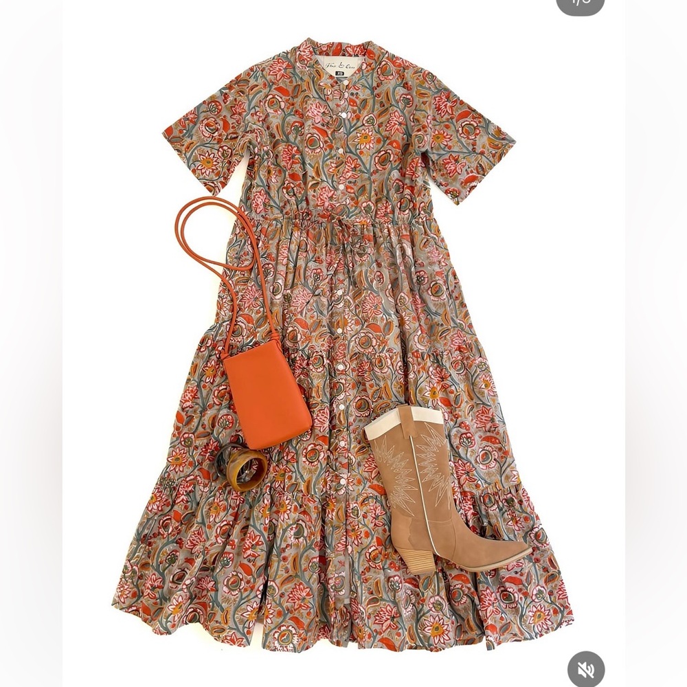 Fox & Hen Bohemian Floral Maxi Dress with POCKETS